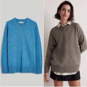 Ocean Cornflower Blue Madewell Wool Sweater V Neck Crew Preppy XS Knit
